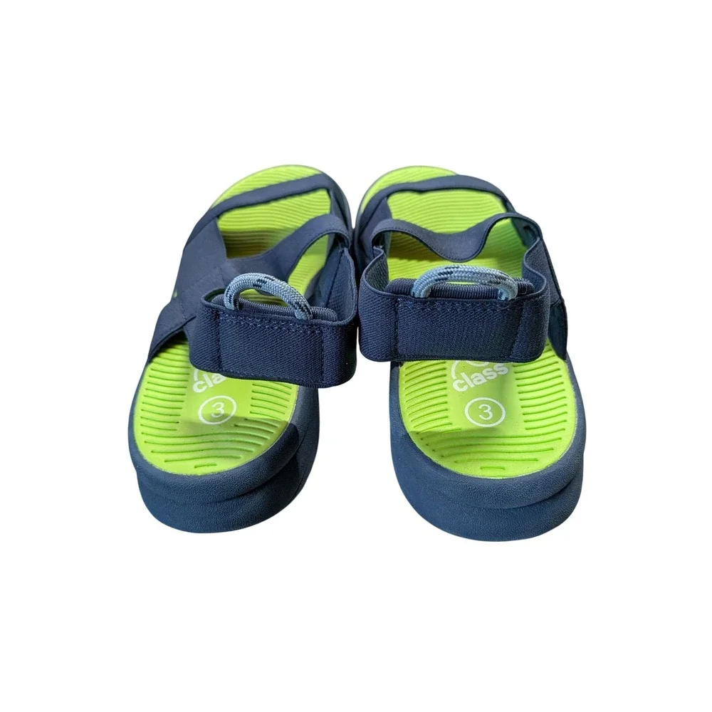 Art Class Boys Navy Blue Lime Green Strappy Sporty Sandals Size 3 Kids